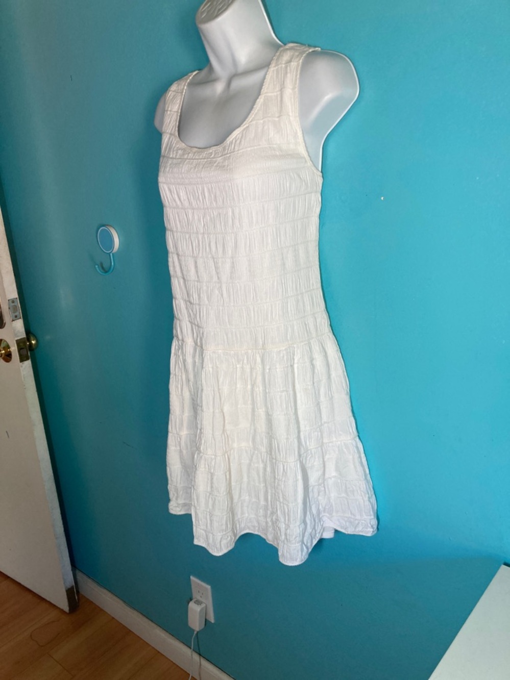 Max Studio Womens Size S Pullover White Cotton Summer Fit Flare Mini Dress - Picture 9 of 10